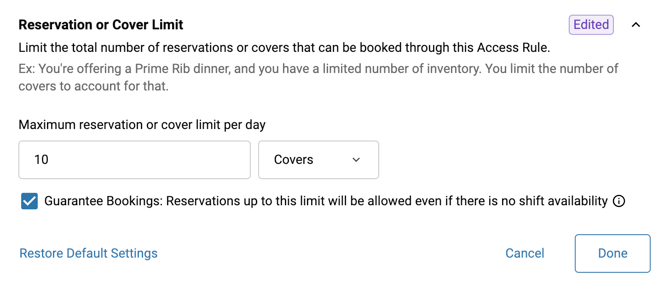 Create New Access Rule Cover Limit