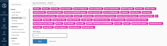 Create Reservation Tag